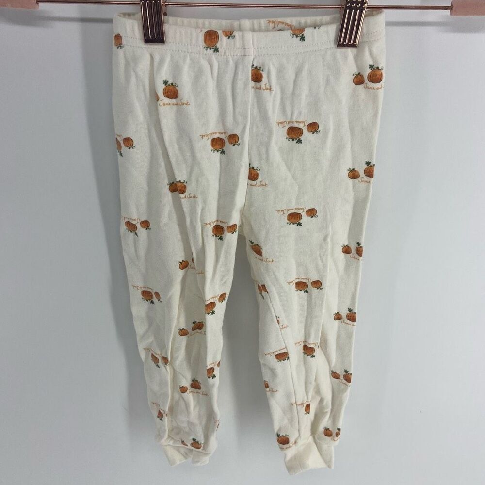 Janie And Jack Unisex Kids White Pumpkin Print Pajama Pants Size 3